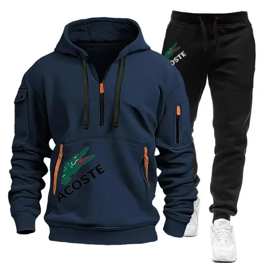 2024 Ensemble de sport de mode Sweat à capuche pour hommes Vêtements de sport de fitness Ensemble chaud Vêtements de course lente Ensemble de sports d’hiver
