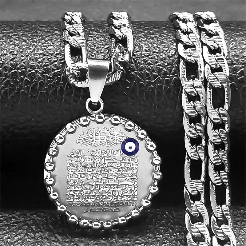 Islamique Musulman Arabe Coran Turc Evil Eyes Collier pour Hommes Acier Inoxydable Couleur Or Allah Colliers Ronds Bijoux N3227S05