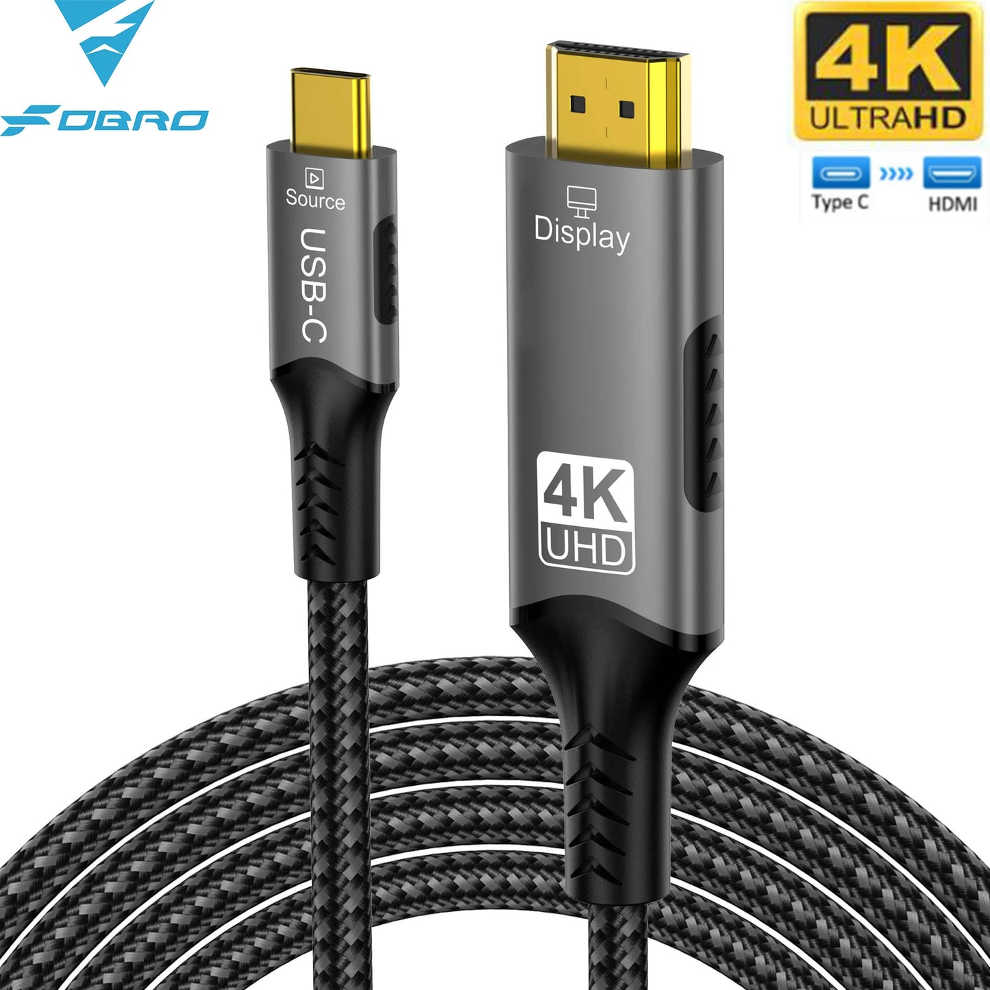 Câble USB C vers HDMI 8K@60Hz 4K@120Hz Câble HDTV de type C vers HDMI pour convertisseur de télévision MacBook Air iPad Adaptateur HDMI USB-C