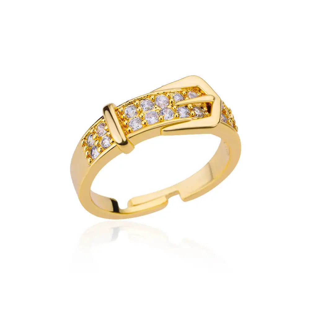 Anneaux de ceinture en acier inoxydable pour femmes Zircon Ceinture réglable Bague de doigt Femme Géométrique Mariage Esthétique Jewerly Cadeau