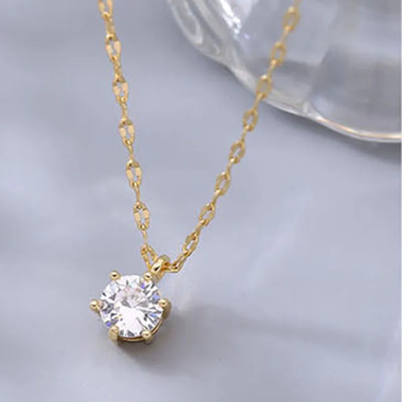 Collier plaqué en argent sterling 925 chaud Chaîne de clavicule de zircon AAA étincelante simple polyvalente pour femmes bijoux de mariage en gros