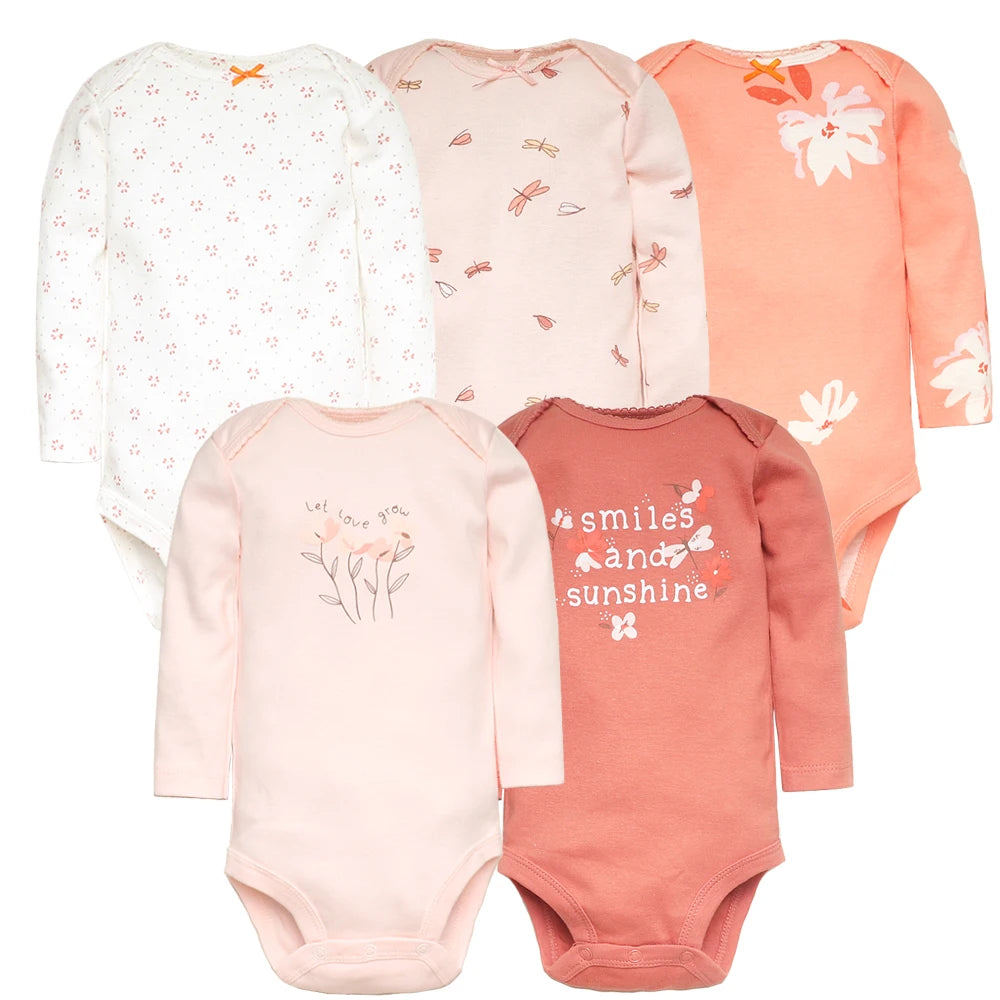 Bodys pour bébé garçon 5 pièces Ensemble de vêtements pour nouveau-nés Vêtements pour tout-petits Vêtements pour bébés pour filles 100 % coton Doux pour bébé Nouveau dessin animé Bebe Combinaisons