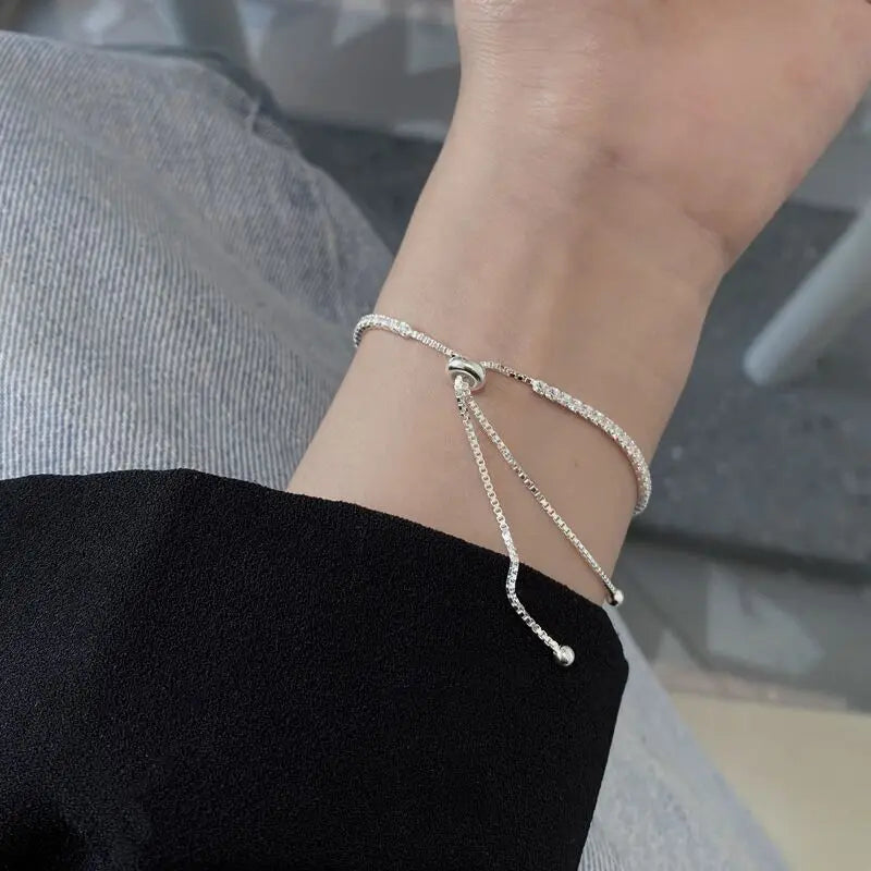 Bracelet en argent sterling 925 Amour élégant Zircon Tennis Chaîne en cristal pour femmes