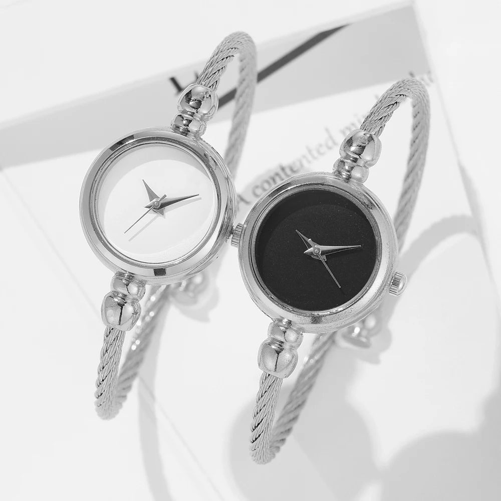 2PCS Mode Luxe Femmes Montre Or Fine Strap Dames Montre Pour Bracelet Montre Femme Femme Montre-Bracelet Femme Montre Reloj Relojes