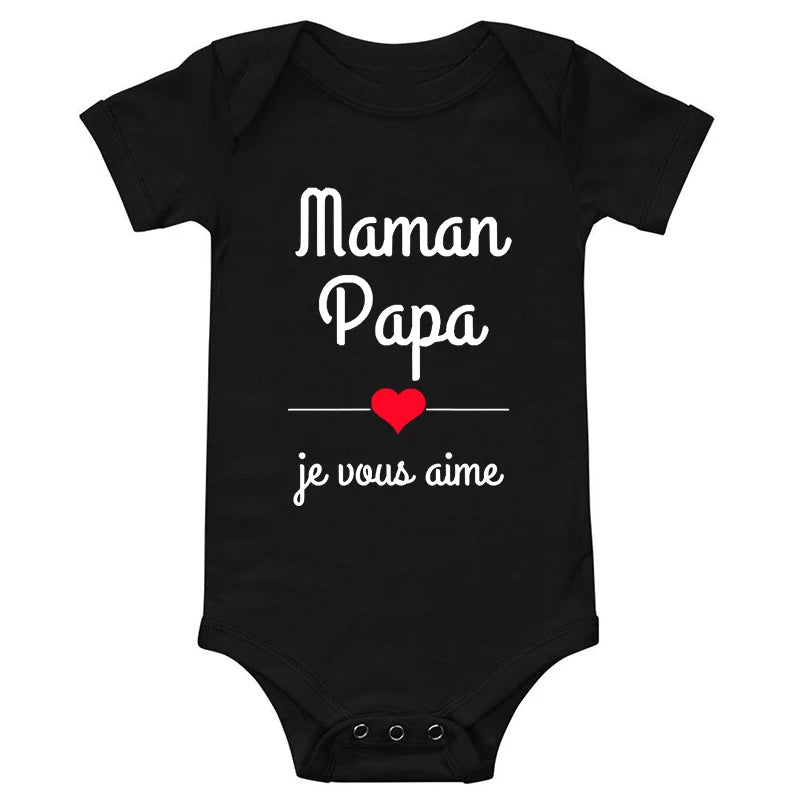 Maman Papa Je t’aime Bodys de bébé Fête des mères Tenue de bébé Fête des pères Nouveau-nés Garçons Filles Vêtements Fête des mères Cadeau de fête des pères