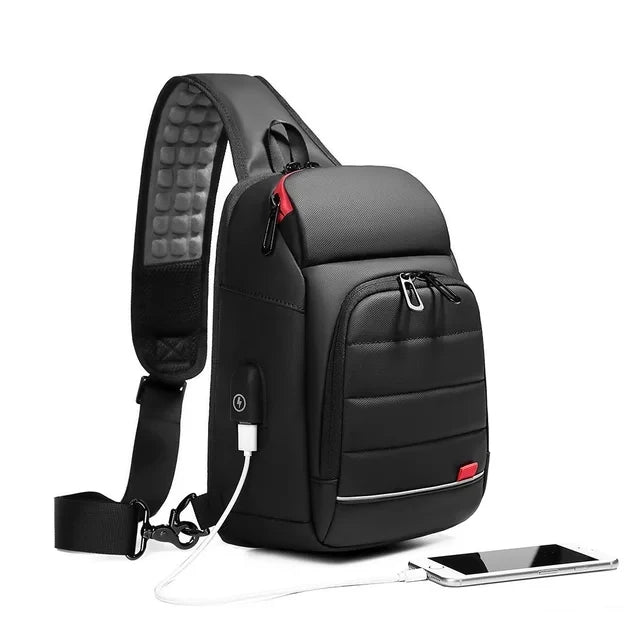 EURCOOL Sac à bandoulière multifonction Hommes Sacs à bandoulière d’affaires USB Charge Design Sac de poitrine Sac étanches