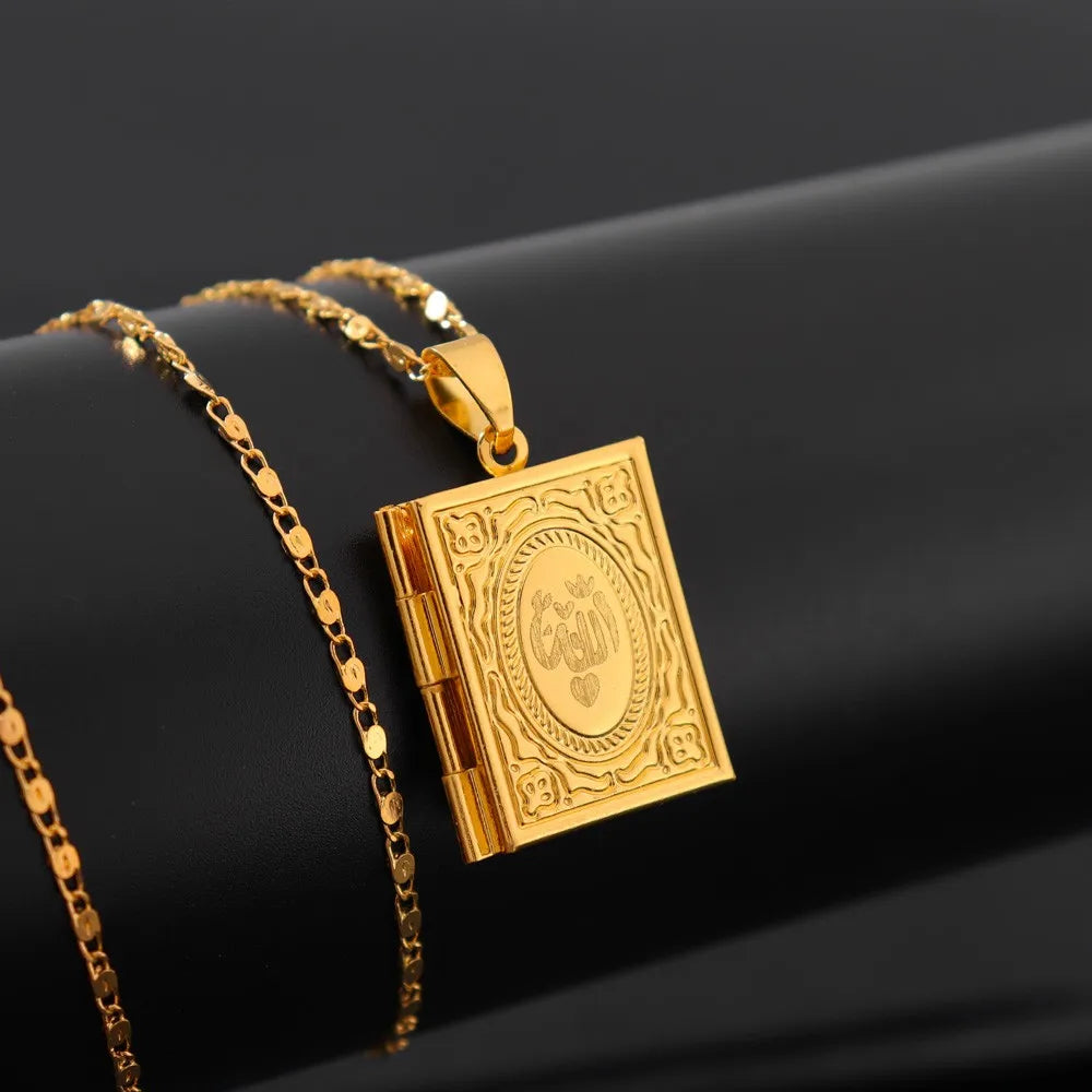 1 pièce de cadre photo islamique d’Allah Coran Collier pendentif pour hommes et femmes peut être placé Photo Mode Bijoux religieux Cadeau