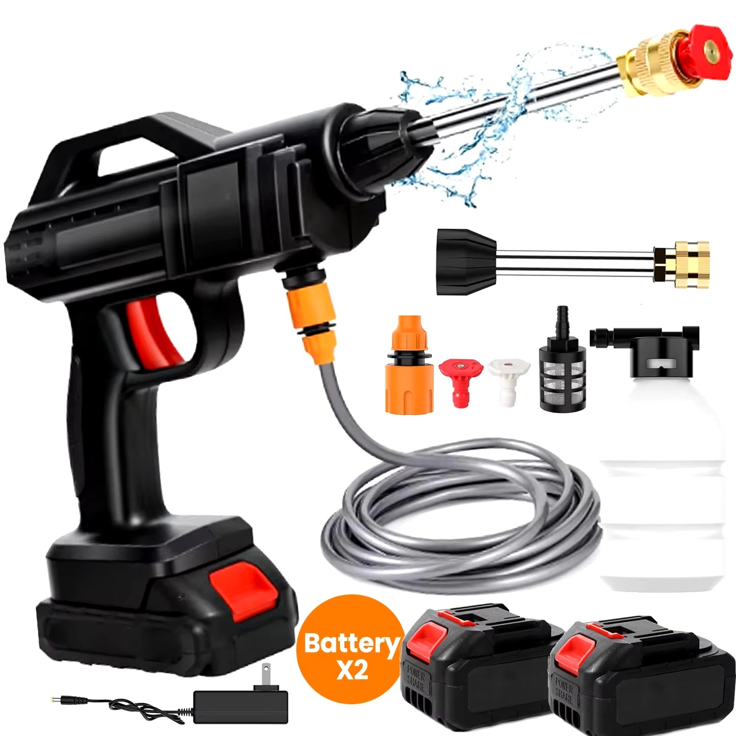 50Bar Nettoyeur haute pression sans fil Laveuse Spray Pistolet à eau Machine de nettoyage à l'eau sous pression pour batterie Makita 21V