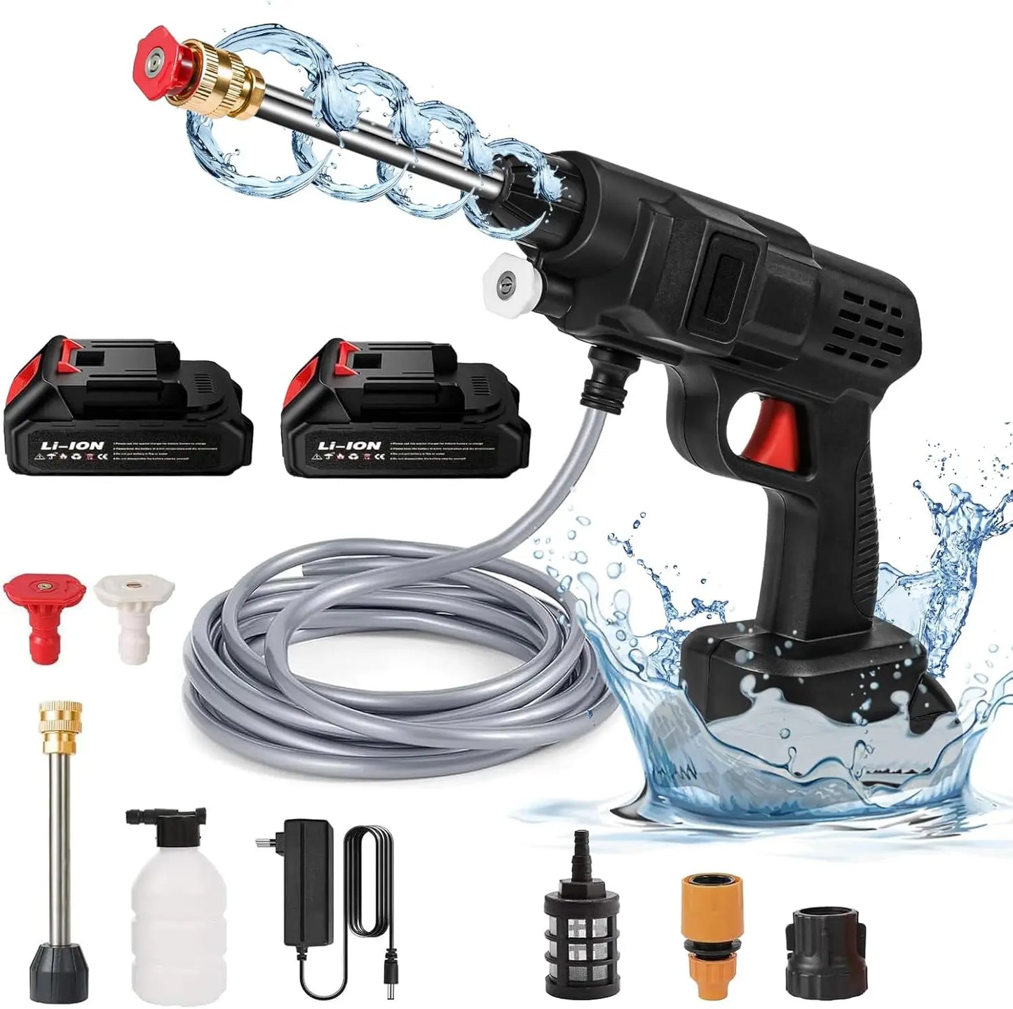 50Bar Nettoyeur haute pression sans fil Laveuse Spray Pistolet à eau Machine de nettoyage à l'eau sous pression pour batterie Makita 21V
