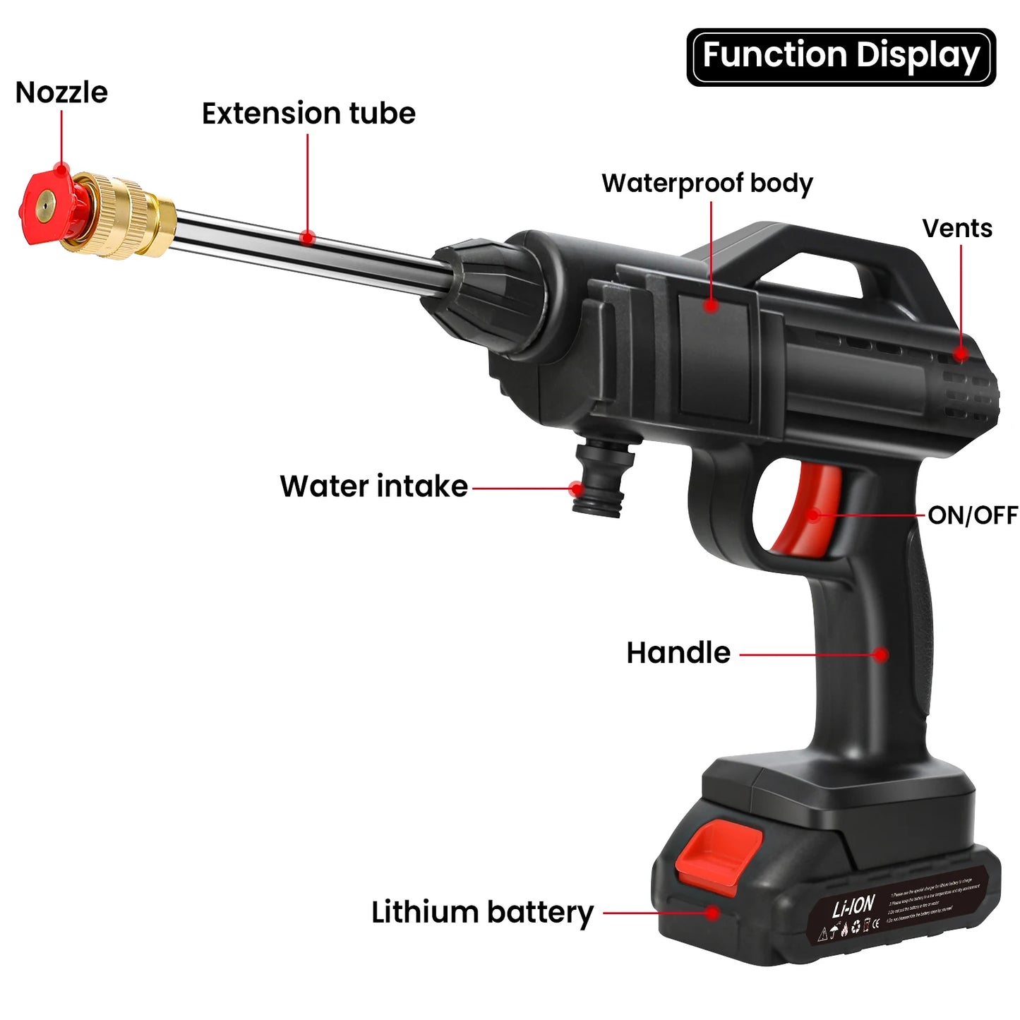 50Bar Nettoyeur haute pression sans fil Laveuse Spray Pistolet à eau Machine de nettoyage à l'eau sous pression pour batterie Makita 21V