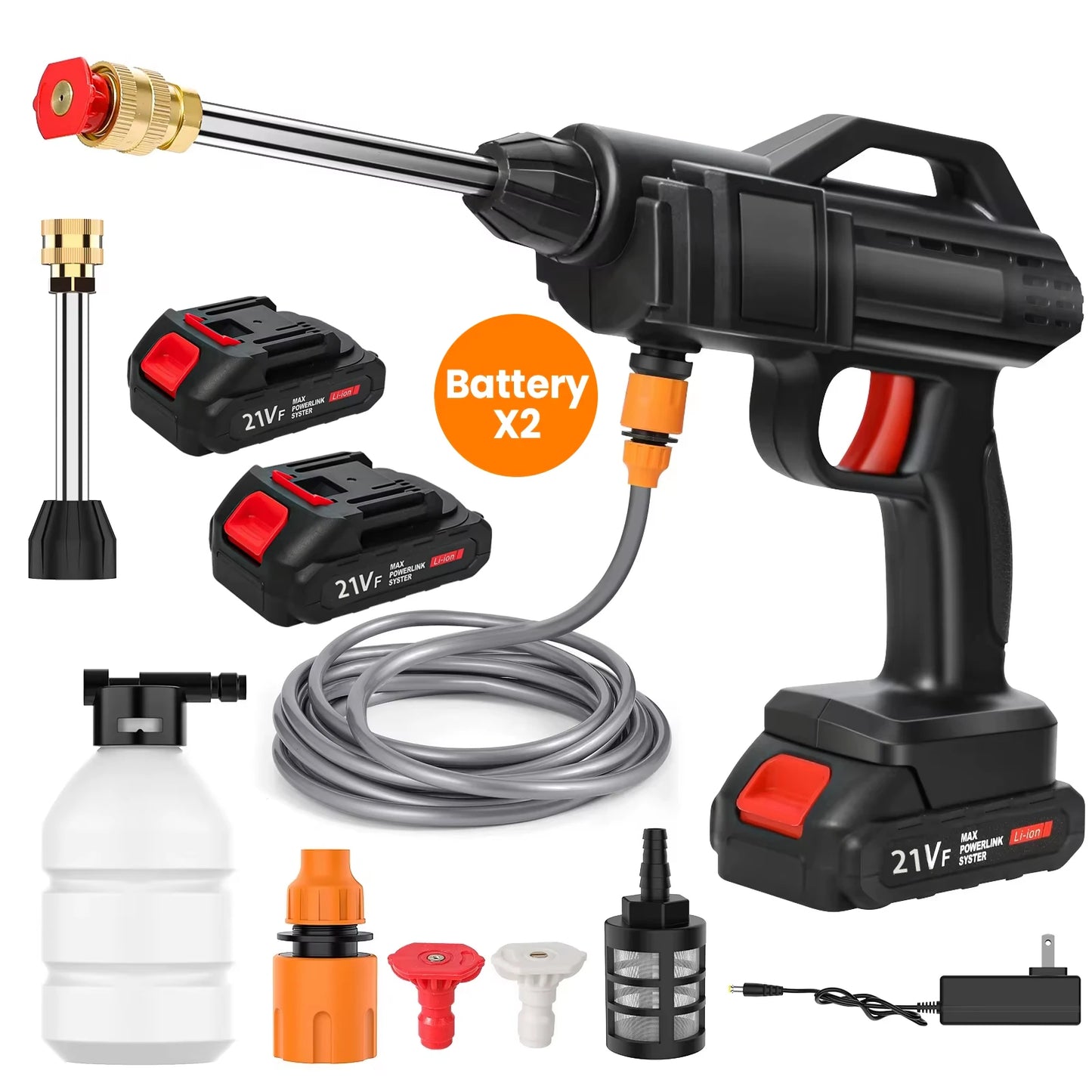 50Bar Nettoyeur haute pression sans fil Laveuse Spray Pistolet à eau Machine de nettoyage à l'eau sous pression pour batterie Makita 21V