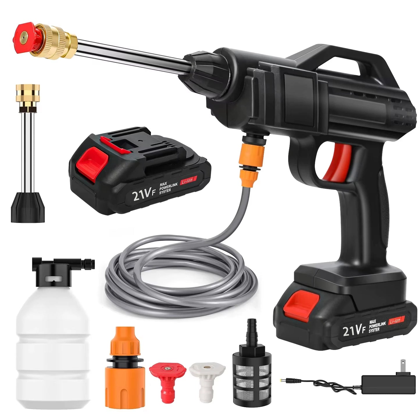 50Bar Nettoyeur haute pression sans fil Laveuse Spray Pistolet à eau Machine de nettoyage à l'eau sous pression pour batterie Makita 21V