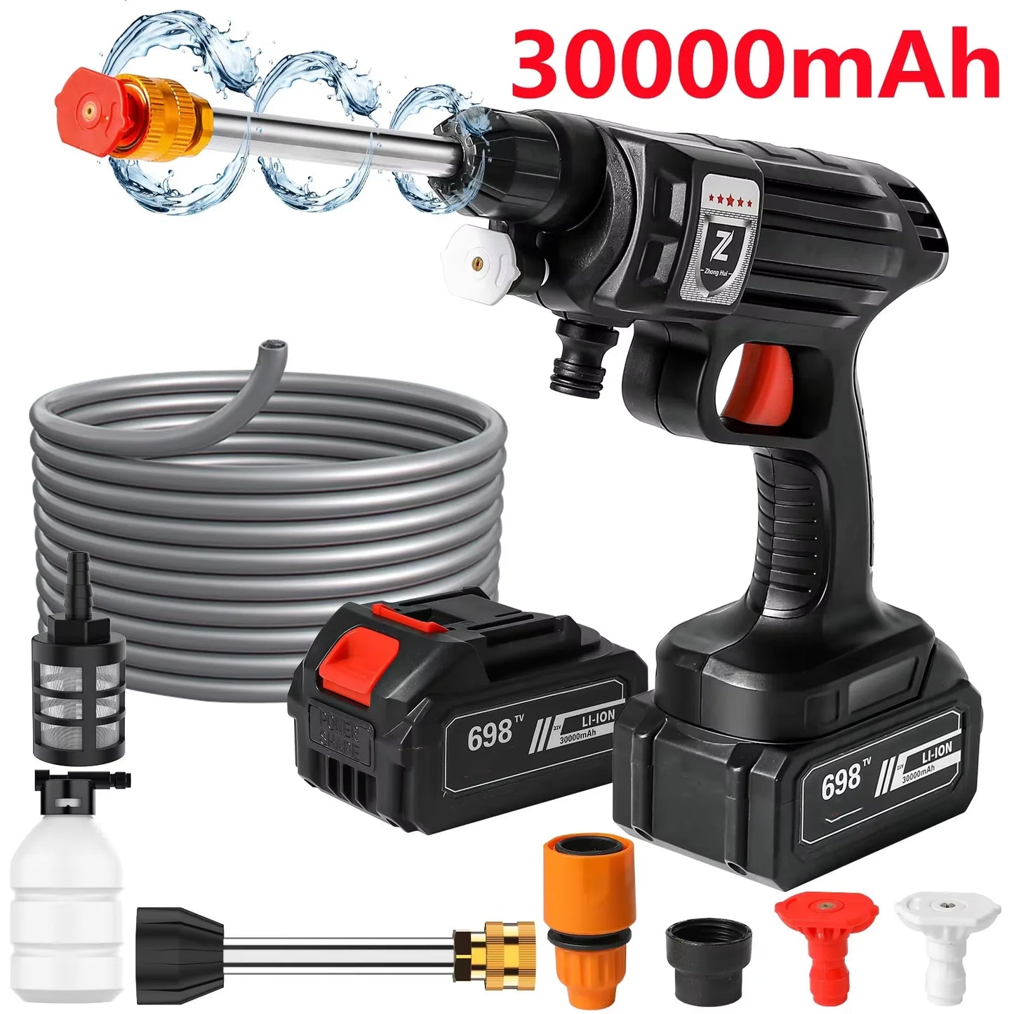 50Bar Nettoyeur haute pression sans fil Laveuse Spray Pistolet à eau Machine de nettoyage à l'eau sous pression pour batterie Makita 21V