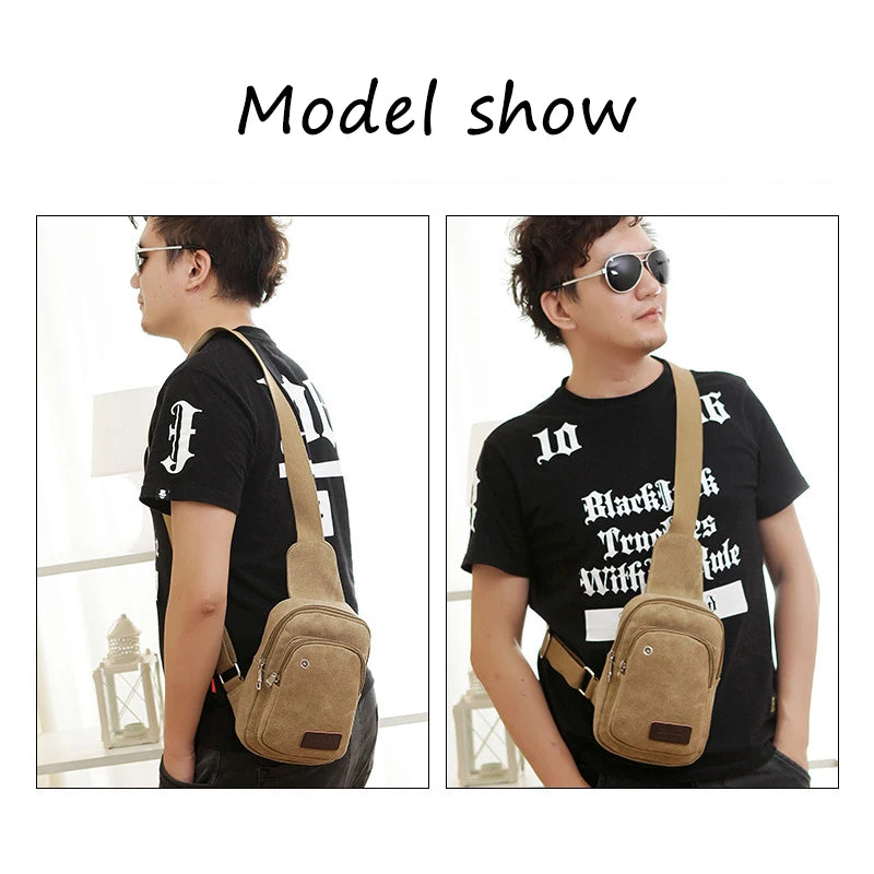 Canvas Usb Charging Men’s Sling Earphone Pouch Men Crossbody Bags Fashion Casual Messengers Bag For Chest Bag Shoulder Pack Sac