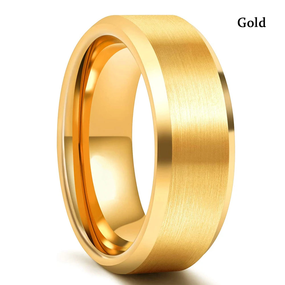 Mode 8mm Red Groove Edge Beveled Steel Stainless Steel Celtic Dragon Rings for Men Zircon Inlay Carbon Fiber Ring Men WeddingBand