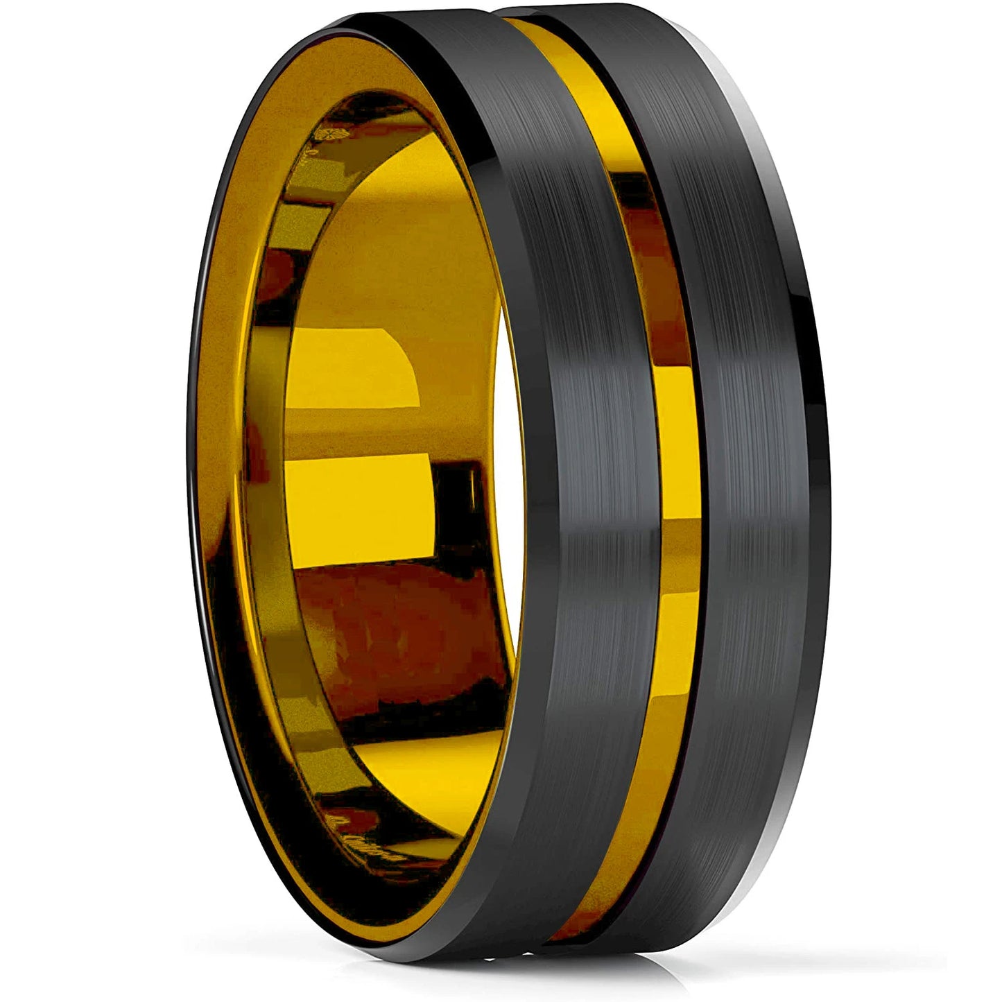 Mode 8mm Red Groove Edge Beveled Steel Stainless Steel Celtic Dragon Rings for Men Zircon Inlay Carbon Fiber Ring Men WeddingBand