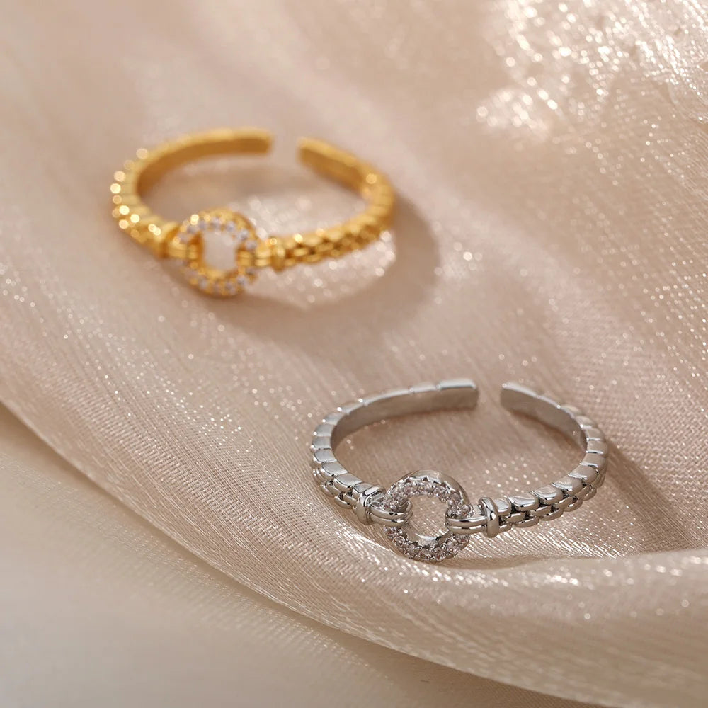 CC Bijoux Anneaux Pour Femmes Plaqué Argent Mariage Nuptial Zircone Rond Pierre Bague Bijoux Femme