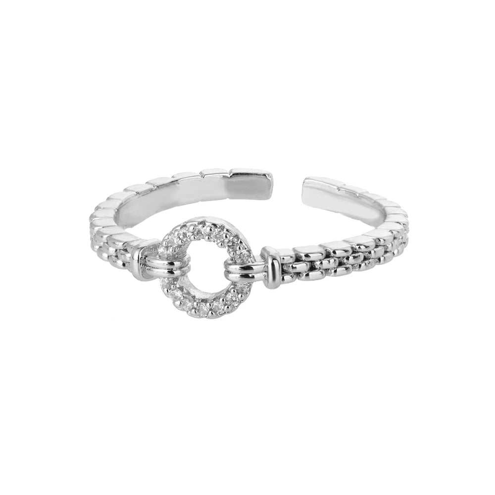 CC Bijoux Anneaux Pour Femmes Plaqué Argent Mariage Nuptial Zircone Rond Pierre Bague Bijoux Femme