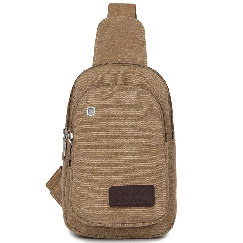 Canvas Usb Charging Men’s Sling Earphone Pouch Men Crossbody Bags Fashion Casual Messengers Bag For Chest Bag Shoulder Pack Sac