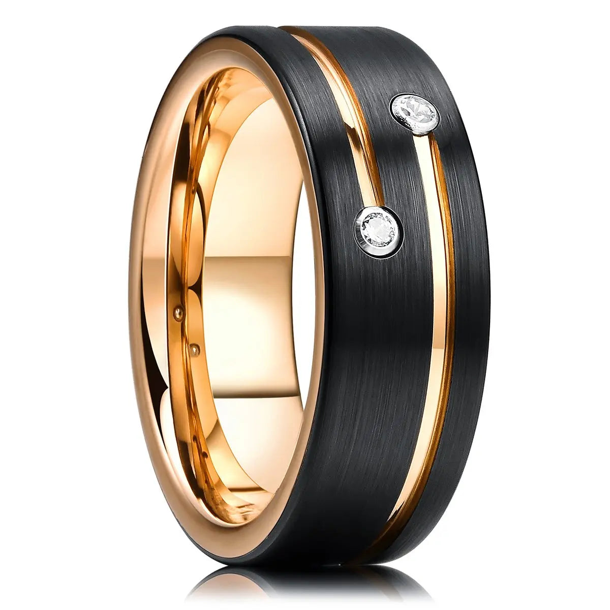 Mode 8mm Red Groove Edge Beveled Steel Stainless Steel Celtic Dragon Rings for Men Zircon Inlay Carbon Fiber Ring Men WeddingBand