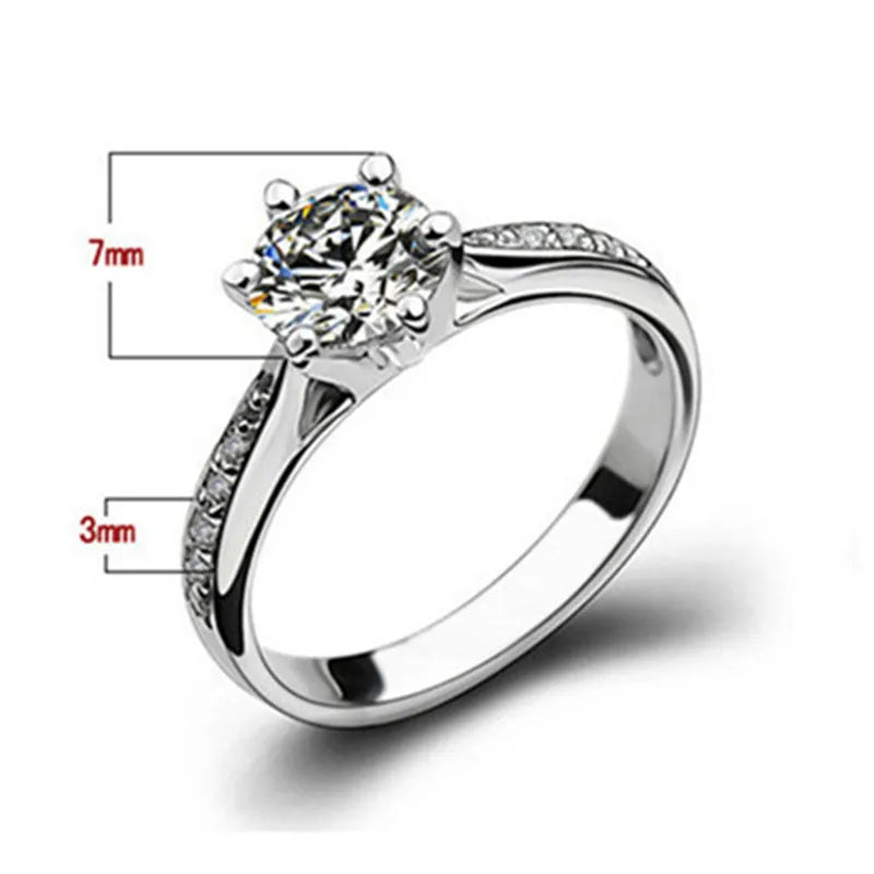 CC Bijoux Anneaux Pour Femmes Plaqué Argent Mariage Nuptial Zircone Rond Pierre Bague Bijoux Femme