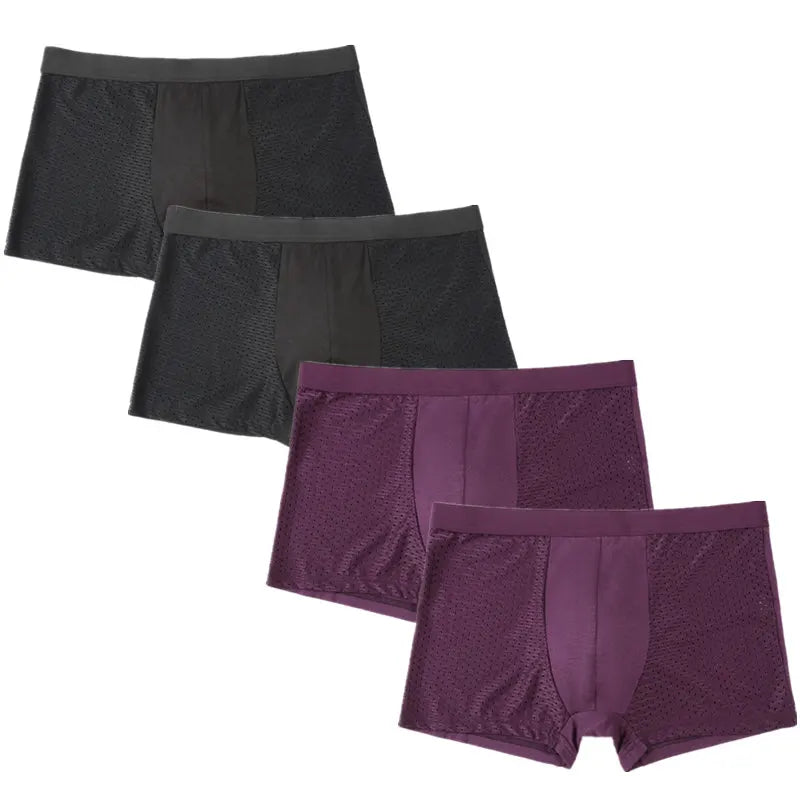 4pcs/Lot Culottes pour hommes Sous-vêtements pour hommes Pack Shorts Boxers Sous-vêtements Slip Homme Calzoncillos Bamboo Hole Large Size 5XL6XL7XL