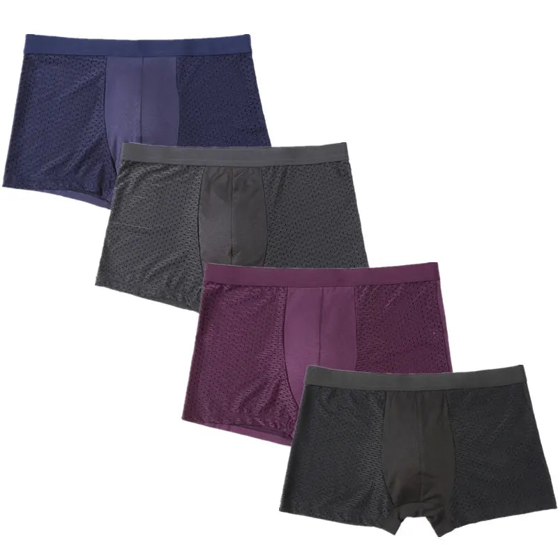 4pcs/Lot Culottes pour hommes Sous-vêtements pour hommes Pack Shorts Boxers Sous-vêtements Slip Homme Calzoncillos Bamboo Hole Large Size 5XL6XL7XL