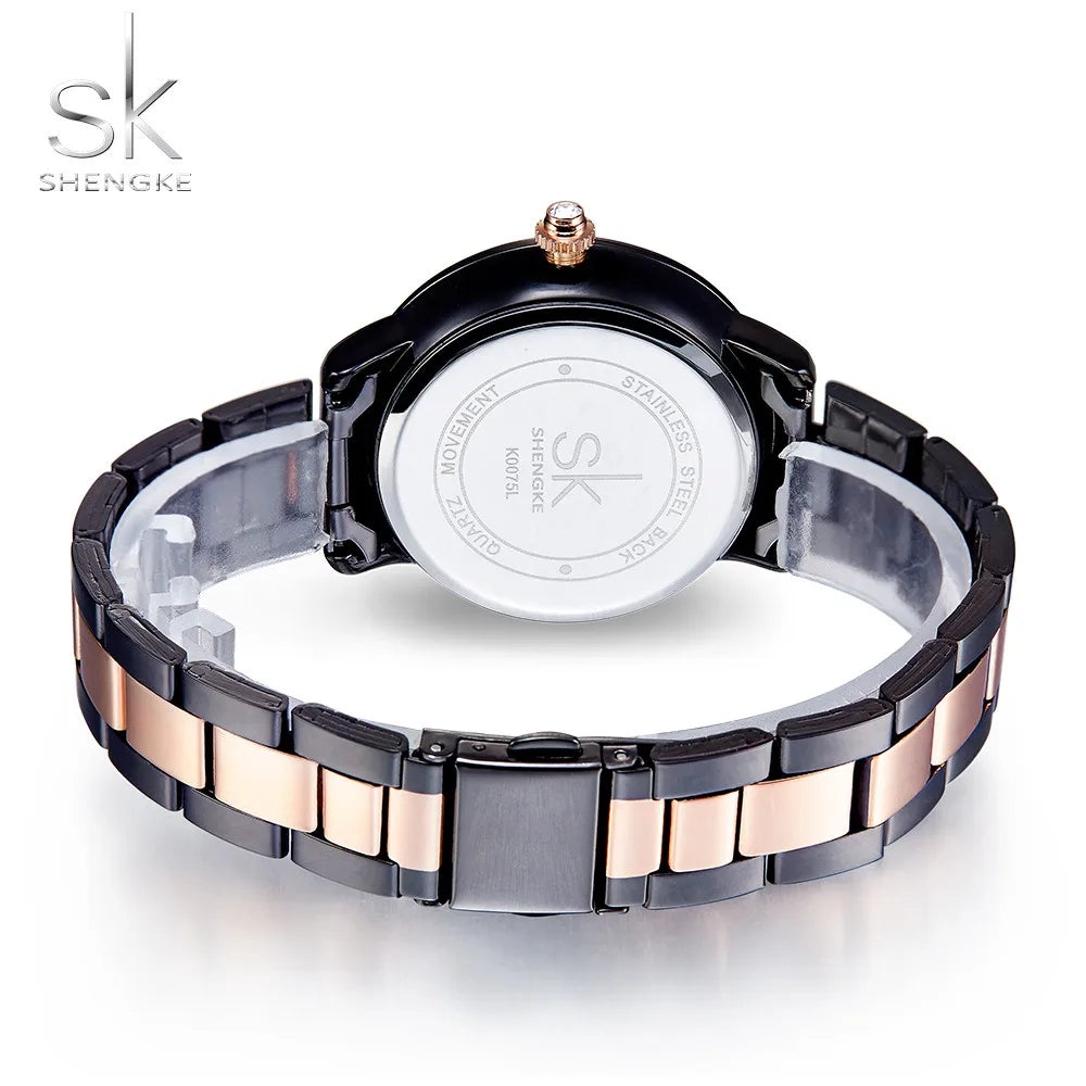 Shengke montre en or Rose femmes montres à Quartz haut pour femme marque cristal de luxe femme montre-bracelet SK fille horloge Relogio Feminino
