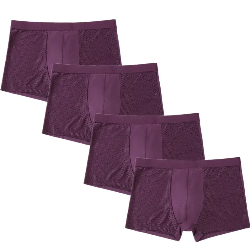4pcs/Lot Culottes pour hommes Sous-vêtements pour hommes Pack Shorts Boxers Sous-vêtements Slip Homme Calzoncillos Bamboo Hole Large Size 5XL6XL7XL