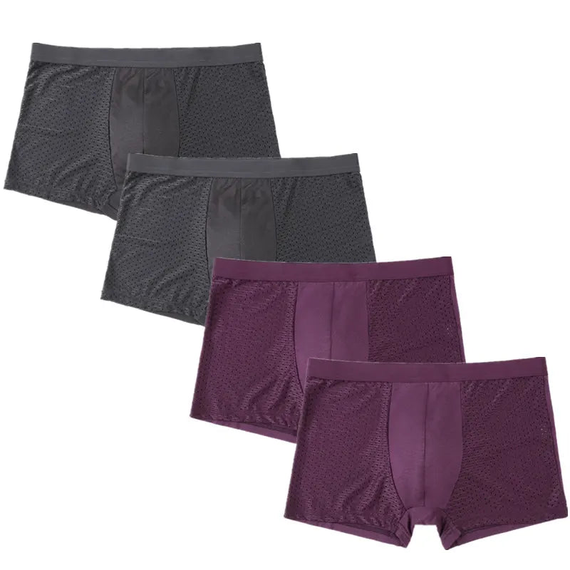 4pcs/Lot Culottes pour hommes Sous-vêtements pour hommes Pack Shorts Boxers Sous-vêtements Slip Homme Calzoncillos Bamboo Hole Large Size 5XL6XL7XL