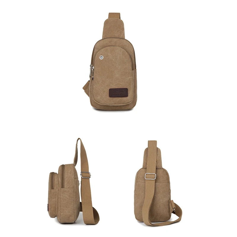 Canvas Usb Charging Men’s Sling Earphone Pouch Men Crossbody Bags Fashion Casual Messengers Bag For Chest Bag Shoulder Pack Sac