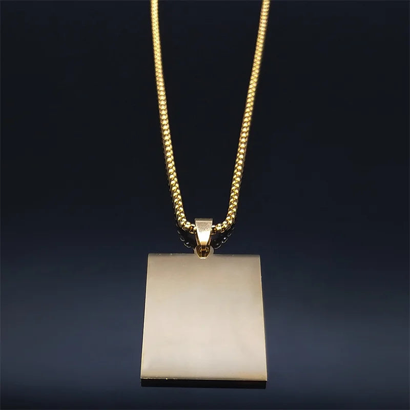Acier inoxydable Musulman Islamique Coran Allah Chaîne Colliers Or Couleur Géométrie Pendentifs Colliers Bijoux colliers N2280S02