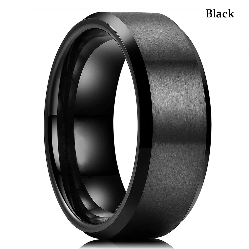 Mode 8mm Red Groove Edge Beveled Steel Stainless Steel Celtic Dragon Rings for Men Zircon Inlay Carbon Fiber Ring Men WeddingBand