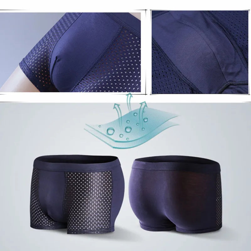 4pcs/Lot Culottes pour hommes Sous-vêtements pour hommes Pack Shorts Boxers Sous-vêtements Slip Homme Calzoncillos Bamboo Hole Large Size 5XL6XL7XL
