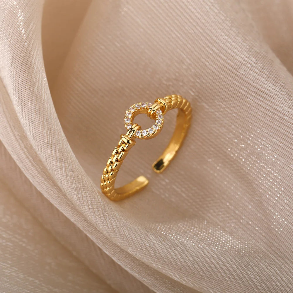 CC Bijoux Anneaux Pour Femmes Plaqué Argent Mariage Nuptial Zircone Rond Pierre Bague Bijoux Femme
