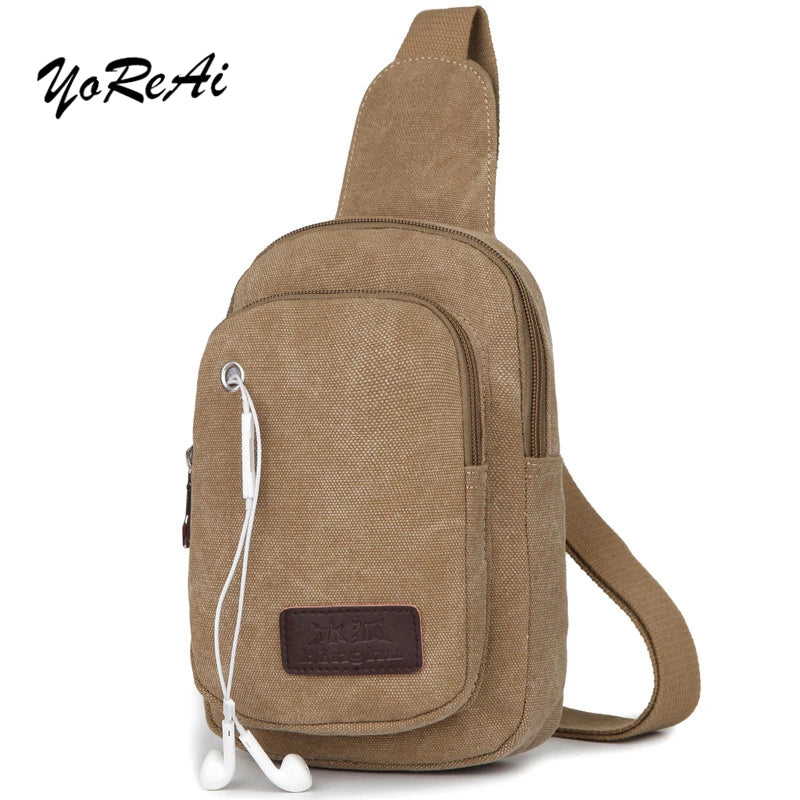 Canvas Usb Charging Men’s Sling Earphone Pouch Men Crossbody Bags Fashion Casual Messengers Bag For Chest Bag Shoulder Pack Sac