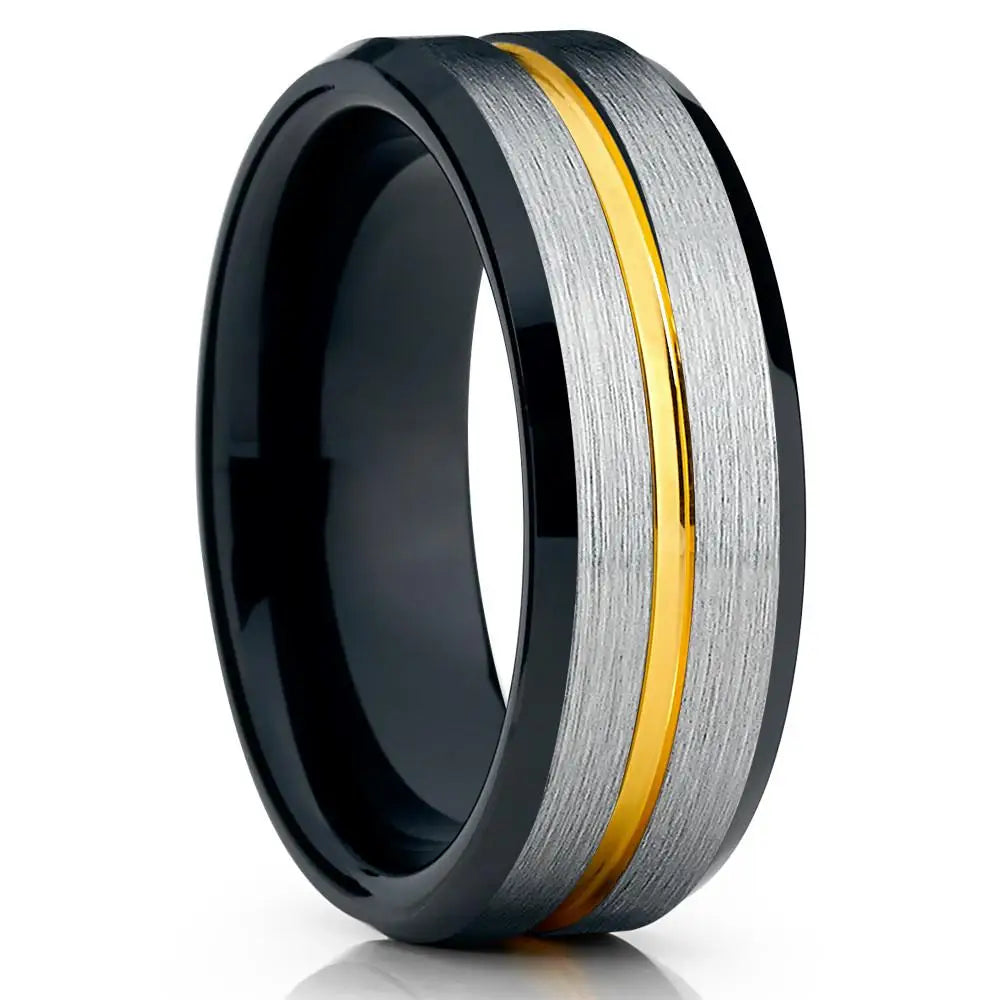 Mode 8mm Red Groove Edge Beveled Steel Stainless Steel Celtic Dragon Rings for Men Zircon Inlay Carbon Fiber Ring Men WeddingBand