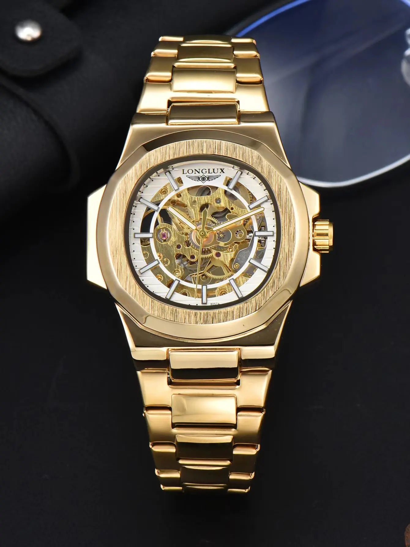 LONGLUX montre automatique pour homme luxe en gros montres-bracelets mécaniques squelette en acier inoxydable montre étanche