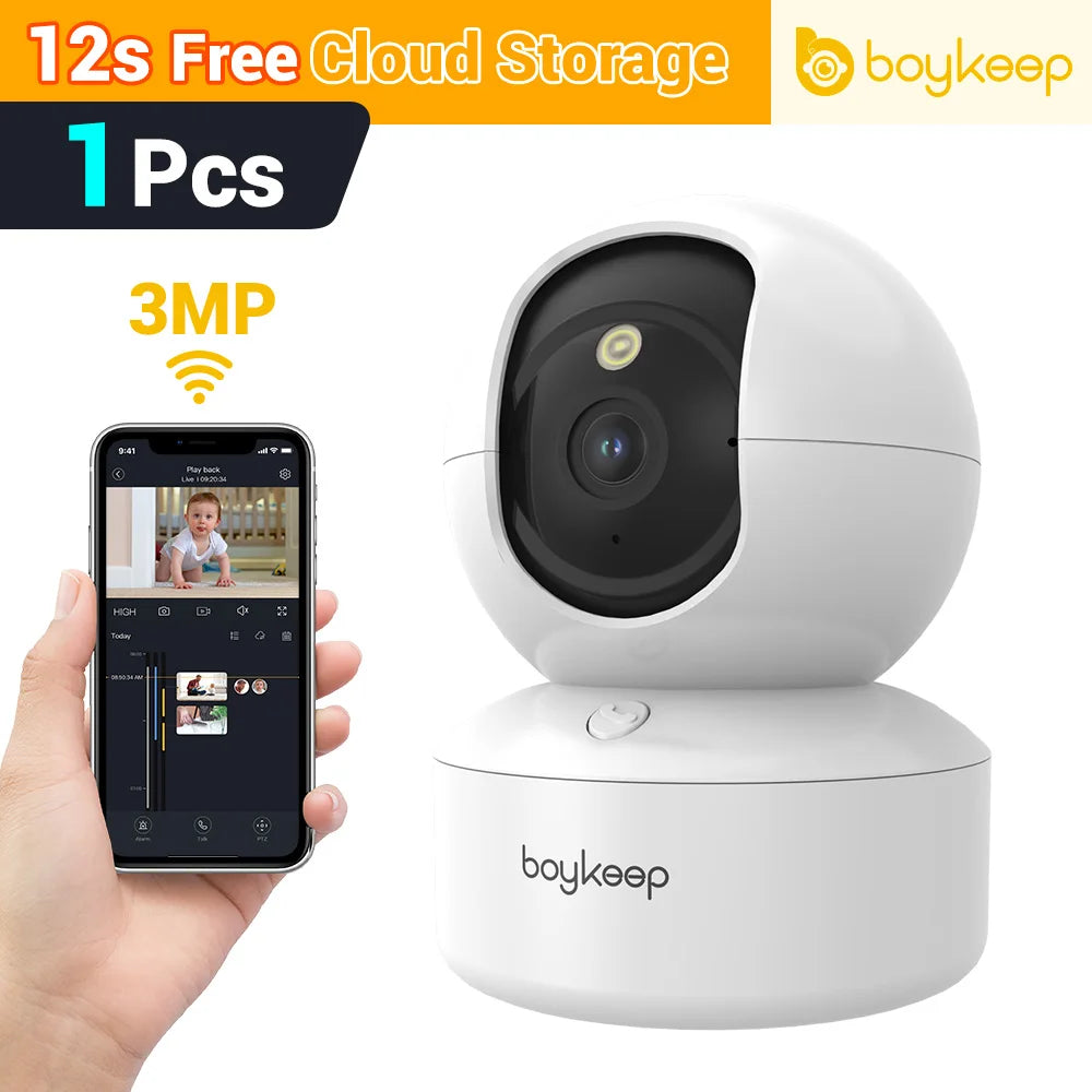 BoyKeep 3MP 5G/2.4GHz WiFi Sécurité intérieure IP Caméra de moniteur pour bébé intelligente Suivi automatique 24/7 Caméra de vidéosurveillance