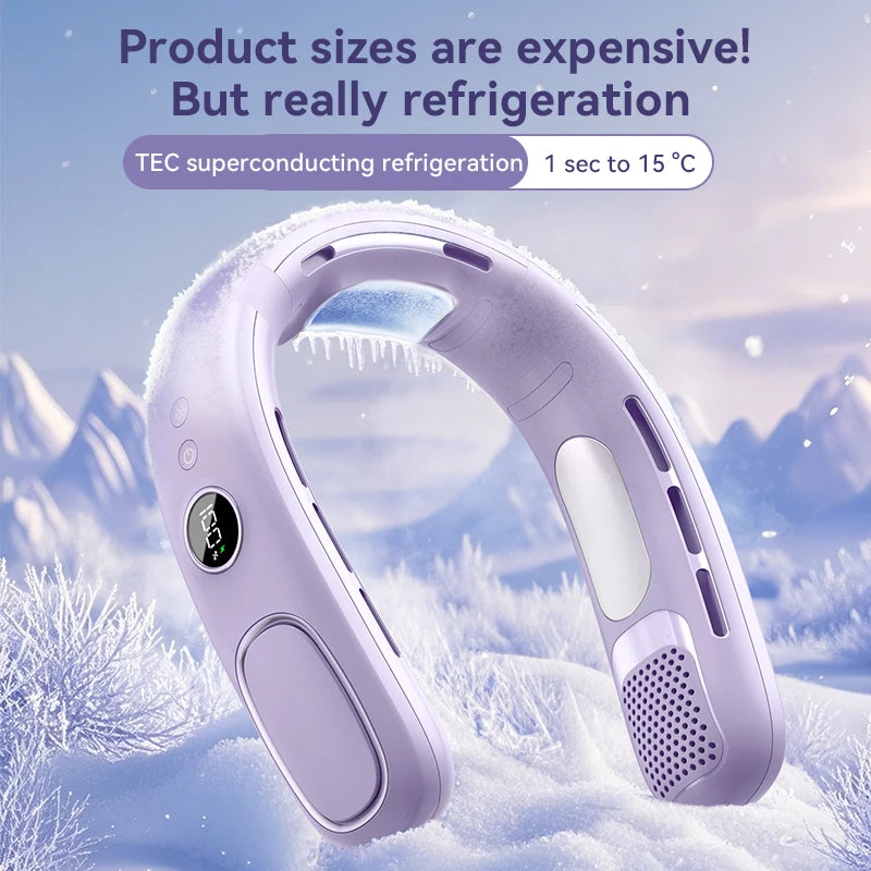 Ventilateur de cou suspendu Mini 2026, ventilateur de cou portable sans pales, rafraîchisseur d'air, affichage numérique, climatiseur