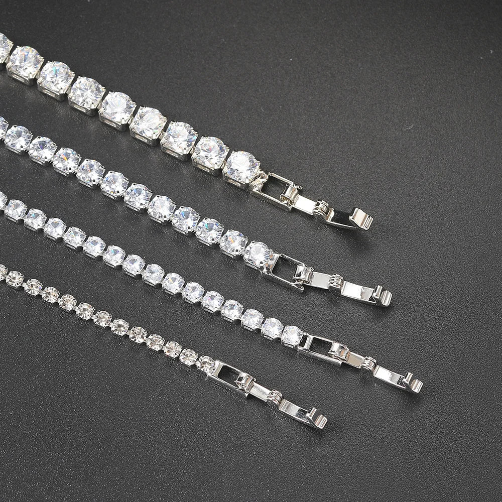 Hip Hop Iced Out 3/4/5mm Crystal Tennis Bracelet pour Hommes Trendy Punk Zirconia homme Chain on The Hand Streetwear Jewelry