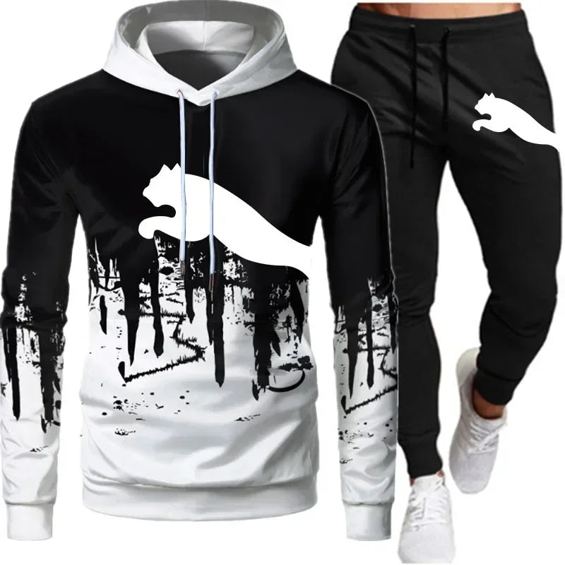 2024 hommes et femmes le même ensemble de pull tendance décontractée de mode sports de plein air motif d’impression pull deux pièces ensemble taille S-XL