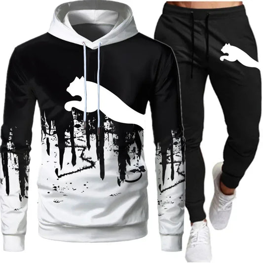 2024 hommes et femmes le même ensemble de pull tendance décontractée de mode sports de plein air motif d’impression pull deux pièces ensemble taille S-XL