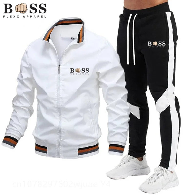 Nouveaux survêtements pour hommes 2024 Ensembles pour hommes Sweat-shirt + pantalon de survêtement Survêtement Fermeture éclair Col montant Costume de sport Jogging Fitness Vêtements pour hommes
