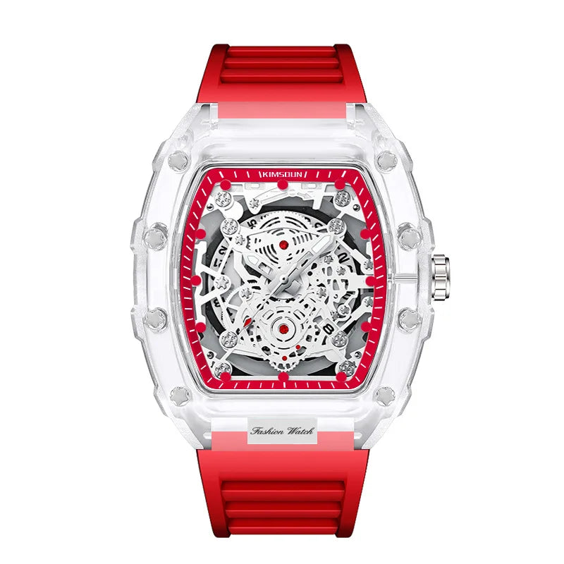 UTHAI BK134 Montre à quartz transparente personnalisée en baril creux décontracté mode sports calendrier étanche