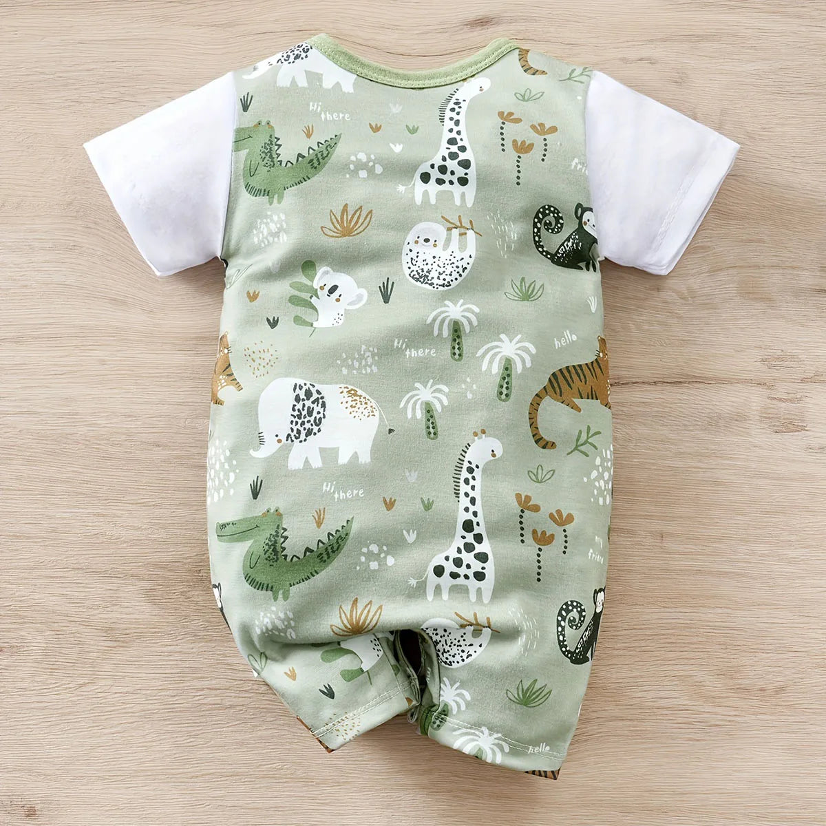 IURNXB Adorable Baby Zoo Animal Print Romper pour garçon Nouveau-né Faux Body deux pièces avec manches courtes Vêtements de jeu décontractés