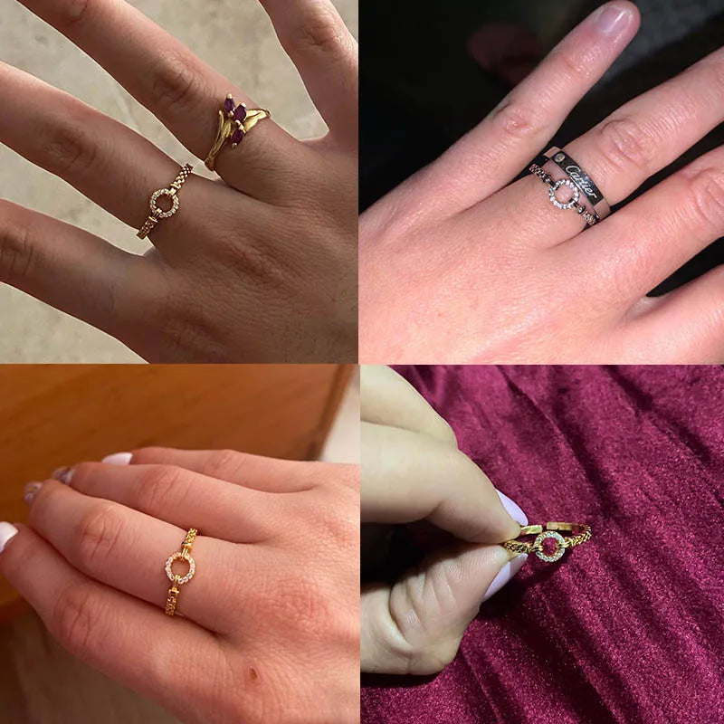 CC Bijoux Anneaux Pour Femmes Plaqué Argent Mariage Nuptial Zircone Rond Pierre Bague Bijoux Femme