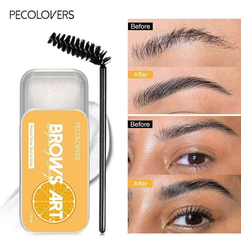 1Pcs Natural Transparent Pomade Eyebrow Styling Soap Sourcils Gel Wax Fixer Avec Pinceau Maquillage pour Femmes Cosmétiques à Sourcils