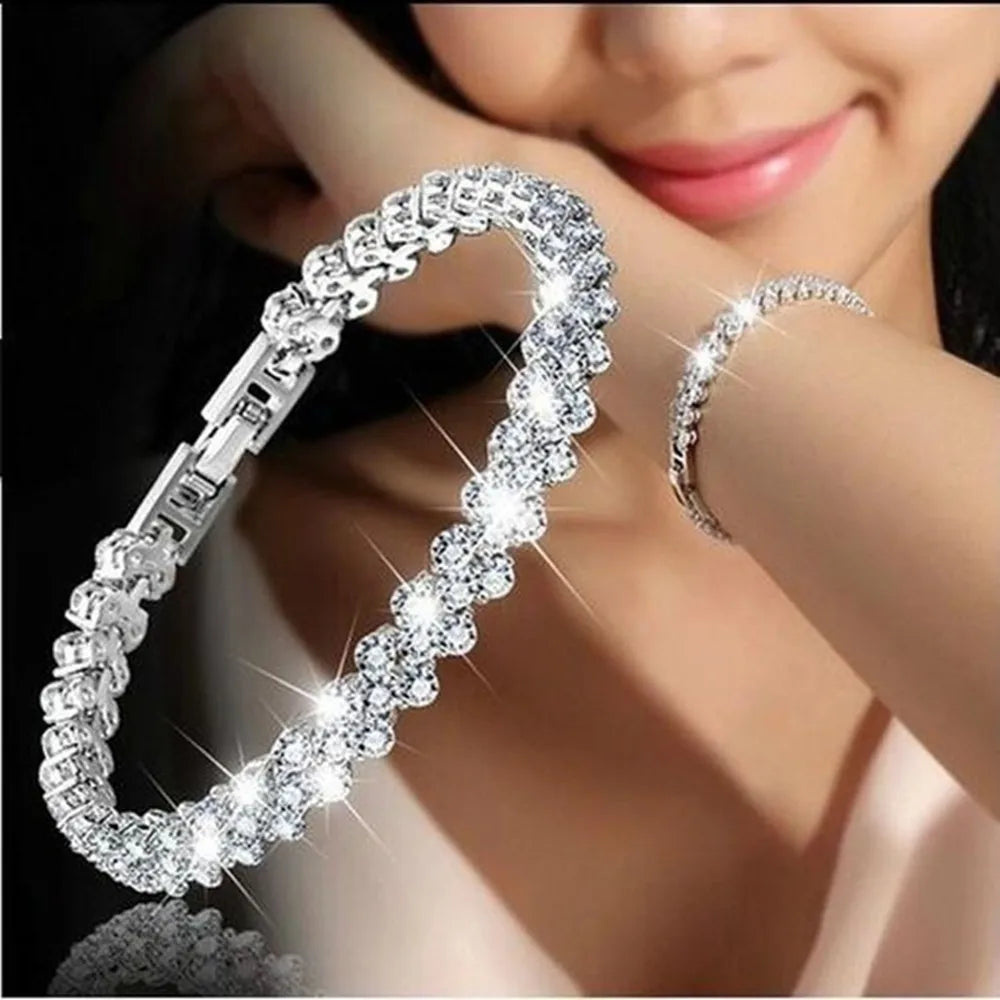 Bracelet de feuille tressée d’amour Bracelet de mariage en cristal de charme pour femmes Anniversaire Saint-Valentin Cadeau Bijoux Pulseras Mujer