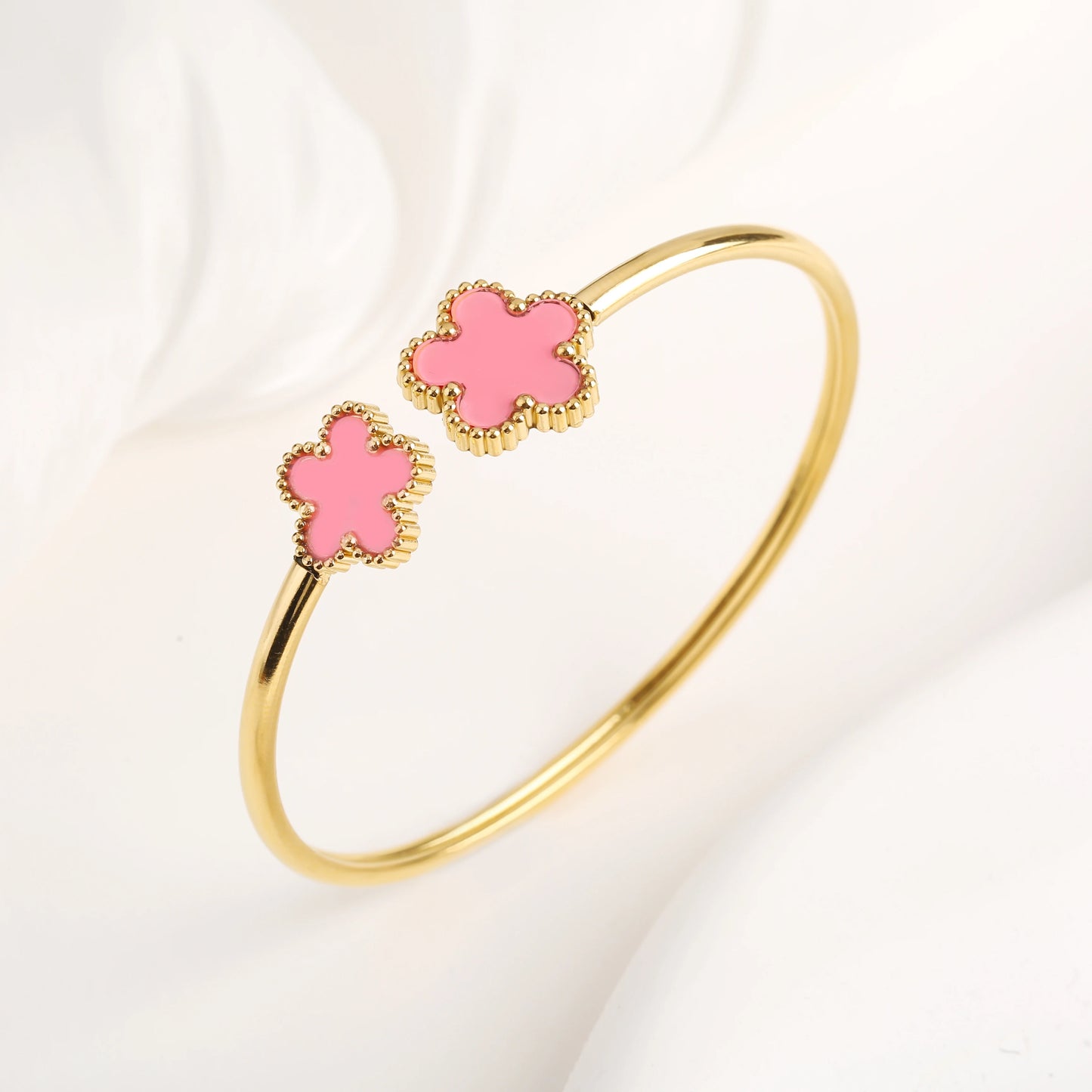 Simple en acier inoxydable coquille blanche cinq feuilles fleur bracelet classique trèfle poignet bijoux luxe pour femme fête bijoux cadeau